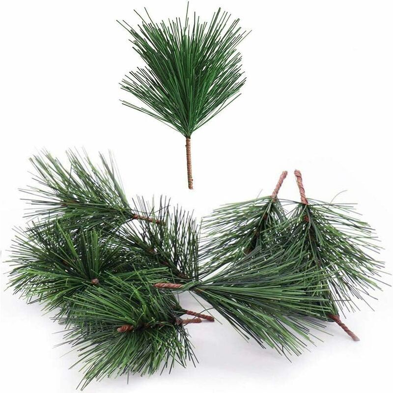 Coavas - Artificial Green Pine Needle Branches, Small Pine Twigs, Stems for Christmas Floral Arrangements, Wreaths and Holiday Decorations, 20