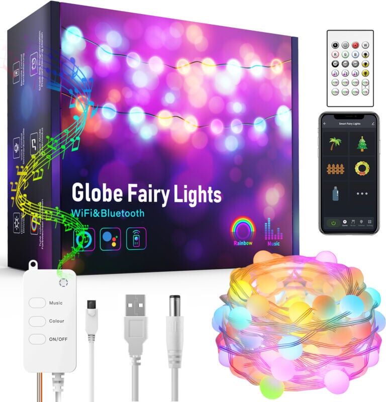 Tonchean - Christmas led Strip Lights, 5M led String Lights, usb rgb led Strip, Intelligent WiFi Bluetooth, Remote Control by app, Compatible with