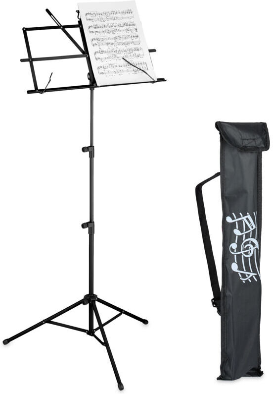 2x foldable Relaxdays metal music stand, HxWxD: 140x53x49 cm, extendable, for guitar, violin, singing, black