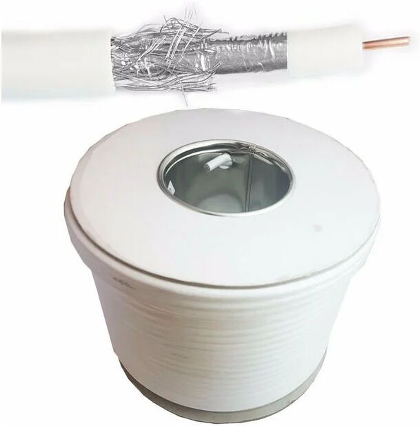 Loops - 100m (330 ft) White Outdoor Coaxial RG6 Aerial Cable Shielded Satellite Freeview ccs Wire