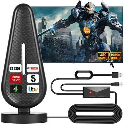 GOTRAYS Indoor tv Aerial,560+ Miles Range Digital tv ariels indoor for Smart tv and Older TV's with Signal Booster,Support 4K 1080P hd Local Channels - 18FT GOTRAYS Indoor tv Aerial,560+ Miles Range Digital tv ariels indoor for Smart tv and Older TV's with Signal Booster,Support 4K 1080P hd Local Channels - 18FT