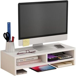 ANPVIZ Wooden Monitor Stand, Desktop Storage, Computer Monitor Riser, Desk Organizer, Multifunctional Monitor Shelf with Storage Compartment, White, ANPVIZ Wooden Monitor Stand, Desktop Storage, Computer Monitor Riser, Desk Organizer, Multifunctional Monitor Shelf with Storage Compartment, White,