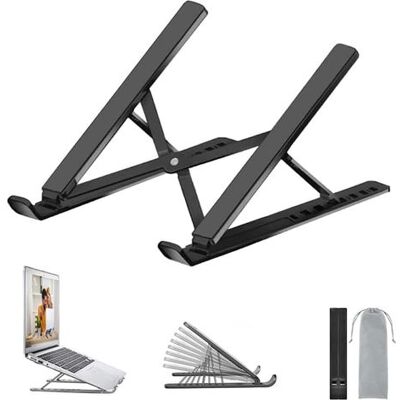 OEM (black) Laptop Stand, Adjustable Aluminum Ventilated Laptop Stand, Ergonomic Cooler Compatible With Macbook Air, Hp, Dell, 10-173" OEM (black) Laptop Stand, Adjustable Aluminum Ventilated Laptop Stand, Ergonomic Cooler Compatible With Macbook Air, Hp, Dell, 10-173"