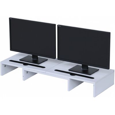 Relaxdays monitor stand, for 2 monitors, adjustable width 74–105 cm, ergonomic monitor riser, white Relaxdays monitor stand, for 2 monitors, adjustable width 74–105 cm, ergonomic monitor riser, white