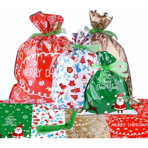 Héloise - Christmas Gift Bags Large Size Gift Wrap Assorted Styles Gift Bags with Ribbon Ties for Christmas Gift Wrapping (Style A-10pcs)