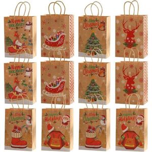 SEVENGIRL Christmas gift bags, 12-pack kraft paper gift bags, reusable gift bags, paper gift bags with handles, gift bags for sweets and cookies SEVENGIRL Christmas gift bags, 12-pack kraft paper gift bags, reusable gift bags, paper gift bags with handles, gift bags for sweets and cookies