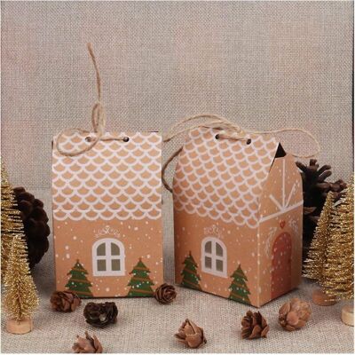 ANPVIZ 10pcs Christmas Kraft Paper Gift Boxes, House Shape with Ropes, Candy Gift Bags, Gift Wrapping for Kids, New Year Gift Box ANPVIZ 10pcs Christmas Kraft Paper Gift Boxes, House Shape with Ropes, Candy Gift Bags, Gift Wrapping for Kids, New Year Gift Box