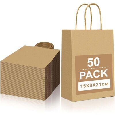 50 pieces small kraft paper bags with handle, brown gift bag 15x8x21cm, paper bag gift bags, kraft bag for party Christmas wedding birthday MUMU 50 pieces small kraft paper bags with handle, brown gift bag 15x8x21cm, paper bag gift bags, kraft bag for party Christmas wedding birthday MUMU