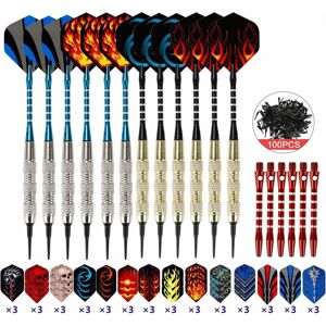 TINOR Plastic Tip Dart [18g], 12-Dart Kit for Electronic Dartboards (42 Flights + 100 Tips + Extra 6 Aluminum Shafts)