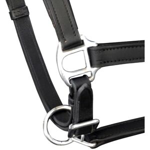 Berkfield Home - Real Leather Headcollar Stable Halter Adjustable Black Cob