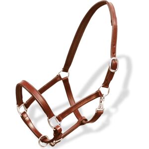 Berkfield Home - Real Leather Headcollar Stable Halter Adjustable Brown Pony