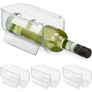 Fridge Bottle Rack Stackable, 4x Set, Beverage Storage, Wine & Beer, Organiser, HxWxD: 10 x 11 x 20.5 cm - Relaxdays