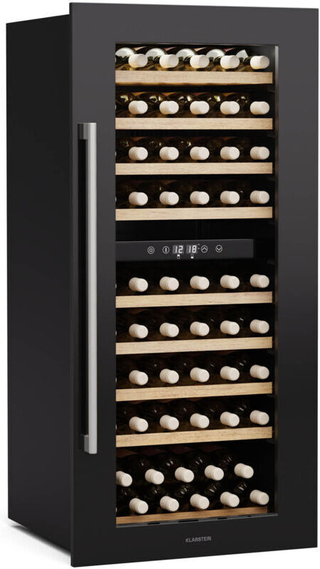 Klarstein Vinsider Duo Wine Fridge - 79 Bottle Capacity, Dual Zone, 5-22°C, Touch Control, LED Lighting, UV Protection, Built-In Wine Cooler