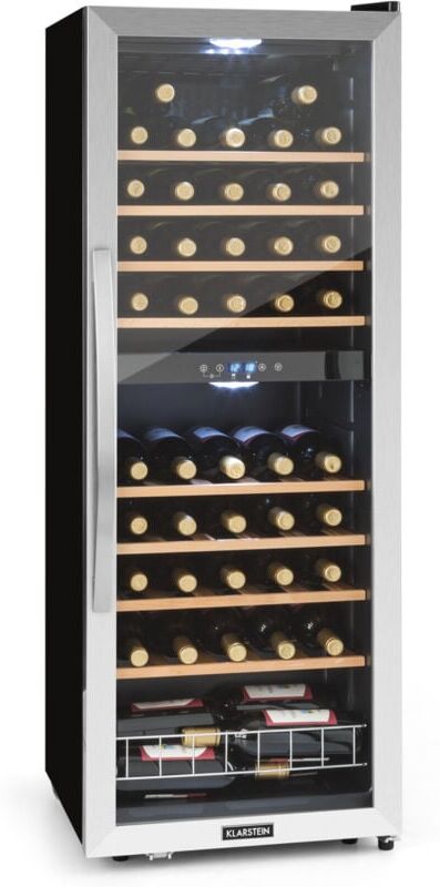 Klarstein - Wine Cooler Fridge, Dual Zone Wine Fridge with Glass Door, 2 Programmable Cooling Zones, Touch Controls, led Display, 5 - 18 °c Range, 40