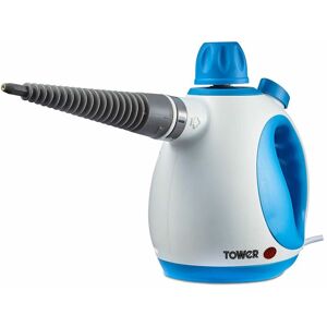 Tower - THS10 Handheld Steam Cleaner, Includes Crevice Tool, Flexible Hose, 1050 w, Brush Tool, Microfiber Cloth, Blue, 250 ml Capacity