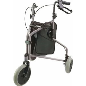 Loops - Silver Three Wheeled Steel Tri-Walker - Height Adjustable - 115kg Weight Limit