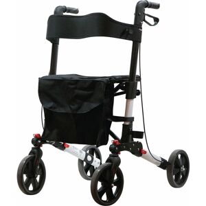 Loops - White Aluminium 4 Wheel Rollator Walking Aid - Flat Folding - 136kg Weight Limit