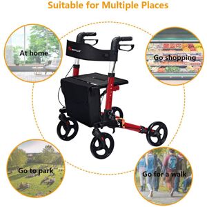 Costway - Folding Rollator Walker Safety Mobility Aid Wheelchair Lightweight for Seniors Costway - Folding Rollator Walker Safety Mobility Aid Wheelchair Lightweight for Seniors