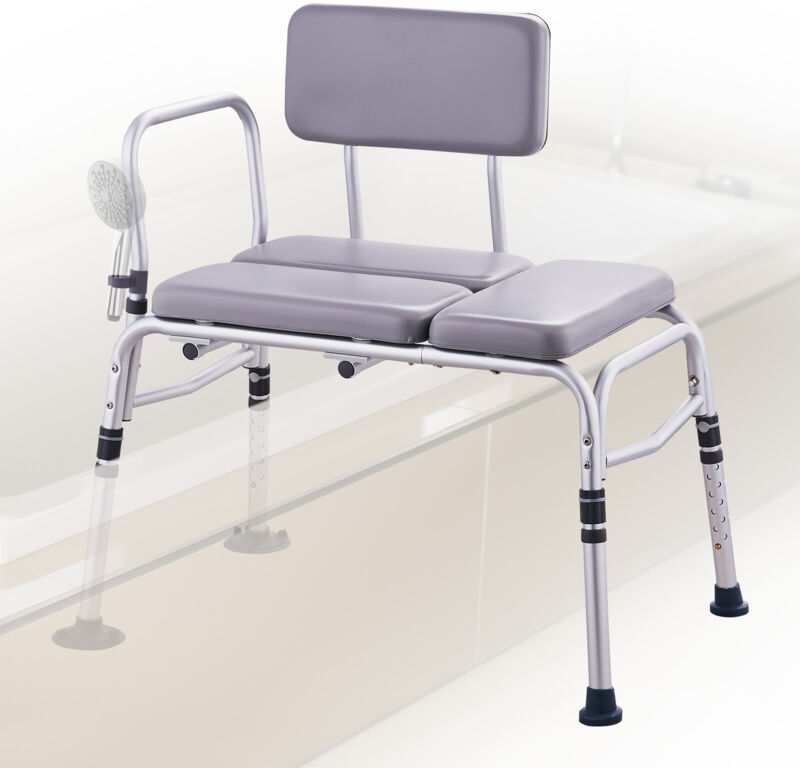 VEVOR Tub Transfer Bench for Bathtub 500lbs, Shower Seats for Adults, Lightweight Shower Bench for Elderly and Disabled with Padded Seat, Non-Slip