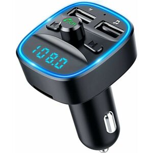 Hoopzi - Bluetooth fm Transmitter, Bluetooth MP3 Player Wireless Radio Adapter fm Transmitter Kit Car Charger with Dual usb Ports 5V / 2.4A & 1A,