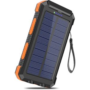 MUMU 20000mAh Solar Charger with 2 usb Portable External Battery Wireless Powerbank Fast Charging for Smartphones, Tablet, Outdoor Camping (Orange)