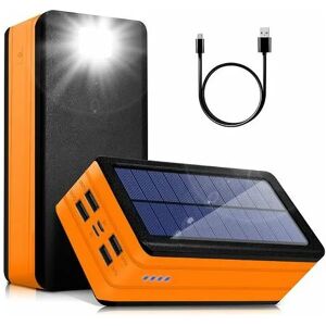 Lune - Solar Power Bank 50000mAh, Portable Solar Phone Charger with Flashlight, 4 Output Ports, 2 Input Ports, Solar Battery Compatible with iPhone