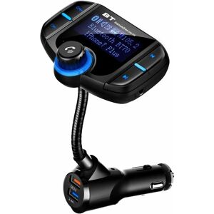 Groofoo - Bluetooth fm Transmitter 5V/2.4A Quick Charger 3.0 Wireless Car MP3 Player Hands-Free Audio Radio Adapter with 2 usb Chargers, 1.7' led