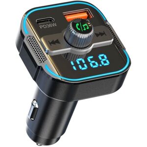 TLILY Bluetooth 5.3 Car Adapter PD+QC3.0, fm Transmitter & Fast Charger, Wireless Radio Hands-Free Kit