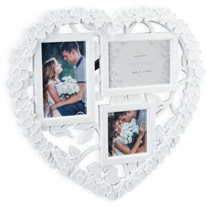 1x Heart Picture Frame, Wedding, Valentine's & Anniversary, Gift Idea, Square Photos Size 10x10 & 10x15, White - Relaxdays