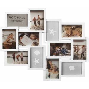 GR8 HOME Large White Embossed Wall Hanging Photo Frame 12 Multi Picture Holder Aperture - White