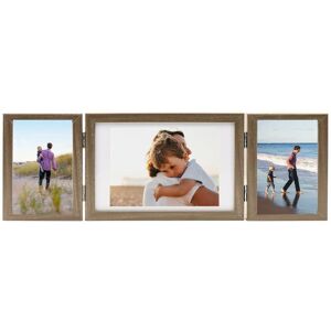 Berkfield Home - Mayfair Trifold Photo Frame Collage Light Brown 28x18 cm+2x