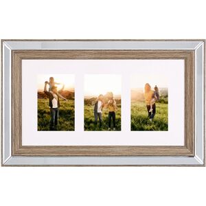 BELIANI Mirrored Collage Aperture Photo Frame Dark Wood for 3 Pictures 32 x 50 cm Sinta - Dark Wood