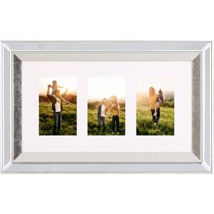 BELIANI Mirrored Collage Multi Photo Frame Silver Glass for 3 Pictures 32 x 50 cm Makeni - Silver