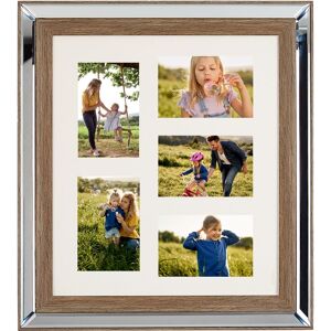 Beliani - Mirrored Collage Aperture Photo Frame Dark Wood for 5 Pictures 49 x 44 cm Sinta - Dark Wood