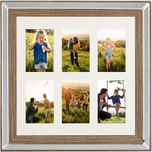 Beliani - Mirrored Collage Aperture Photo Frame Dark Wood for 6 Pictures 50 x 50 cm Sinta - Dark Wood