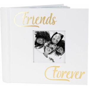 Happy Homewares - Modern Friends Forever Photo Album with Gold Foil Text - Holds 80 4x6 Pictures by White