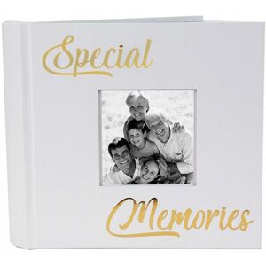 Happy Homewares - Modern Special Memories Photo Album with Gold Foil Text - Holds 80 4x6 Pictures by White