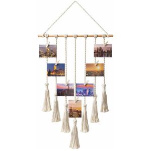 ORCHIDÉE Photo Wall Peel - 40 x 65 cm - Wall Photo Hanger for Photos with 25 Wooden Clips - Wall Photo Frame with Rope for Photos, Collages, Decorations,