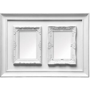 Premier Housewares - White Photo Frame / Frames For Two Photos Plastic Finish Picture Frames For Wall Contemporary Rectangular Photo Frames For