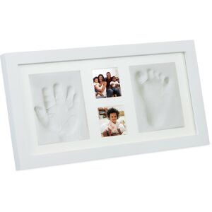 Relaxdays - Baby Photo Frame, Handprint, Footprint, 2 Pictures, Newborn, Handmade, Nursery, Gift, HxW: 18 x 35 cm, White
