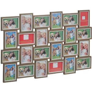 Collage Picture Frame, for 24 Photos, 10 x 15, Portrait & Landscape, Gallery Wall Display, 61.5 x 91 cm, Brown - Relaxdays