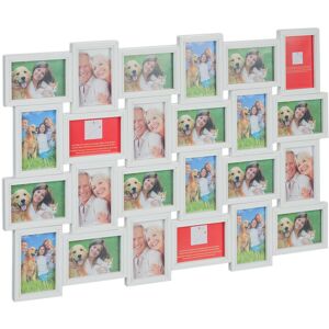 Collage Picture Frame, for 24 Photos, 10 x 15, Portrait & Landscape, Gallery Wall Display, 61.5 x 91 cm, White - Relaxdays