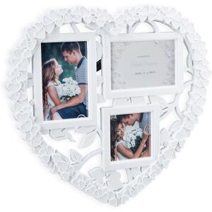 Relaxdays - Heart Picture Frame Collage, Hanging Gallery, Horizontal & Vertical 10x10, 10x15, Wedding Gift, White