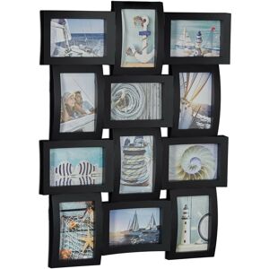 Relaxdays Multi-Photo Frame, Collage Frame for 12 Pictures, Photo Frame, HWD: 60.5 x 47.5 x 3.5 cm, Black