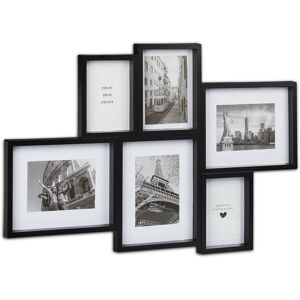 Relaxdays - photo frame for 6 photos, landscape and portrait, photo collage, 51 x 75.5 cm, black