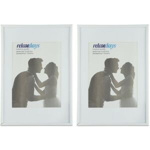 Relaxdays - Photo Frame Set of 2, A4 Size, Passepartout 15 x 20 cm, Standing or Hanging, White