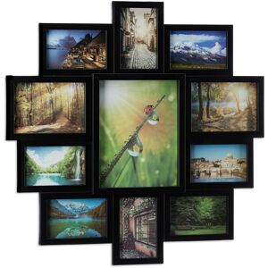 Relaxdays - Picture Frame Collage, Photo Gallery for 11 Pictures, Hanging Frame, Multi Photo, Black