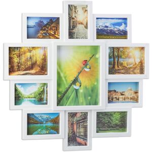 Relaxdays Picture Frame Collage, Photo Gallery for 11 Pictures, Hanging Frame, Multi Photo, White