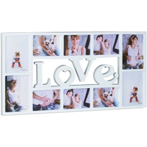 Relaxdays - Picture Frame love, Photo Frame for 10 Pictures, Plastic, HxWxD: 36.5 x 72 x 2 cm, White