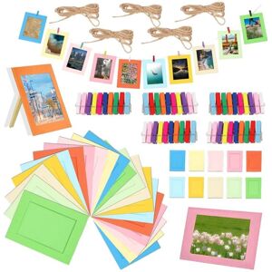 Tlily - 105Pcs 6 Inch Colorful Paper Photo Frames Set for 4 x 6Inch Photo, Hanging Display Frames, Album Wall Decor